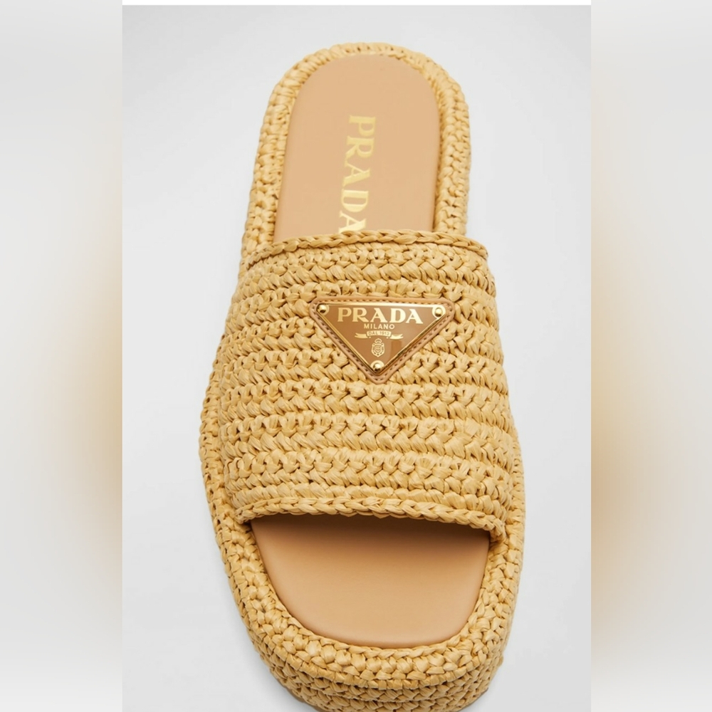 Prada platform Raffia sandal